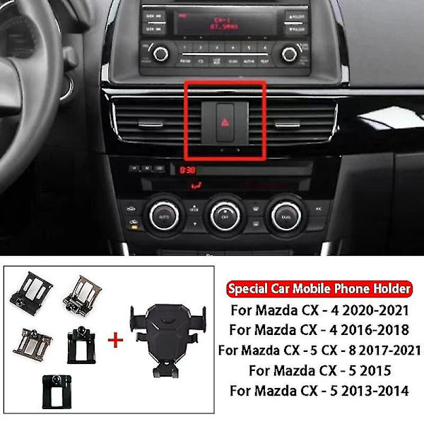 Elegant Bil Mobiltelefonholder Til Mazda Cx-4 Cx-5 Cx-8 2013-2022 Luftventilationsbeslag（Sort-02）