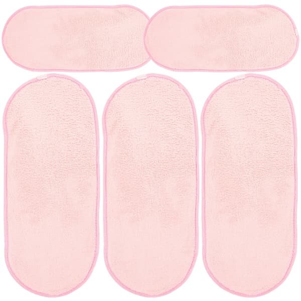 5 stk. Ansigtsvaskeservietter Bærbare Ansigtshåndklæder Makeupfjerner Klude til Ansigt Camping Ansigtshåndklæder（36X16cm，Pink）
