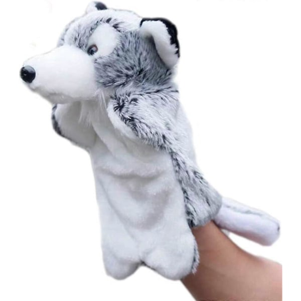 Plush Husky Handdockor Hundar Stoppade Djur Leksaker för Fantasifull Lek Strumpbyxor Berättande