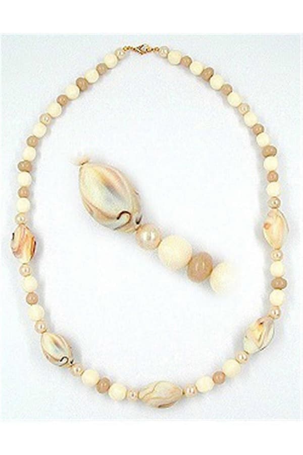 Modehalsband Pärlor Beige-brunt Marmorerat 63cm - Gl00061
