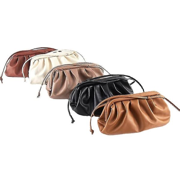 Messenger Bag Kvinder Cloud Taske Blød Læder Dumpling Enkelt Skrå Håndtasker（Hvid）