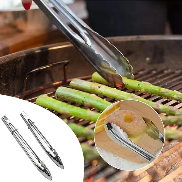 Lång rostfri stål tång kök bröd matlagning servering BBQ biff klämma（9 tum）