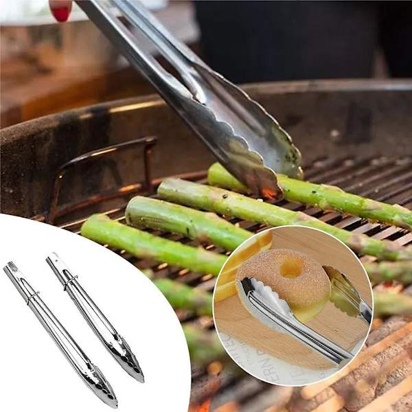 Lange rustfrie ståltænger køkkenbrød madlavning servering BBQ steak clip（9 in）