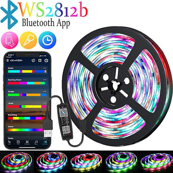 5V skjut färg USB ljus bar RGB flash färg byte tävlingshäst andning vatten skrivbord atmosfär led ljusremsa 15m DIY