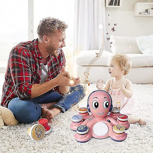 Musik Octopus Legetøj Til Baby Uddannelsesmæssigt Legetøj Til Småbørn Og Tidlig Barndomsudvikling（Pink）