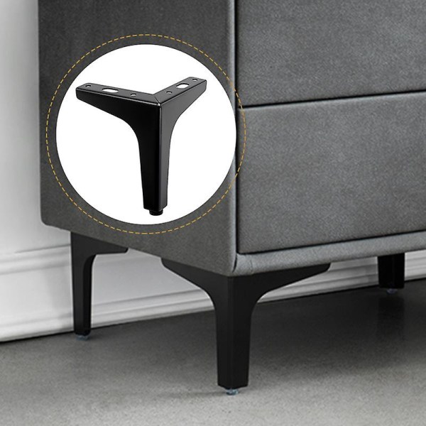 4-pack med 15 cm svarta möbelben i metall - Lämplig för skåp, soffor, soffbord, tv-skåp och andra möbelben.