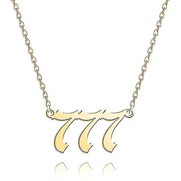 Number Necklace Silver/ Less Steel Numerology Jewelry（777，Gold）