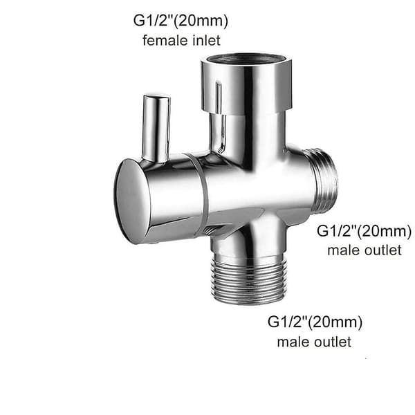 1 stk. 3-vejs bruserarm-omskifterventil G1/2\" messing bruserdeler bruserventil med gummiskive badeværelse brusersystem komponent reservedel til