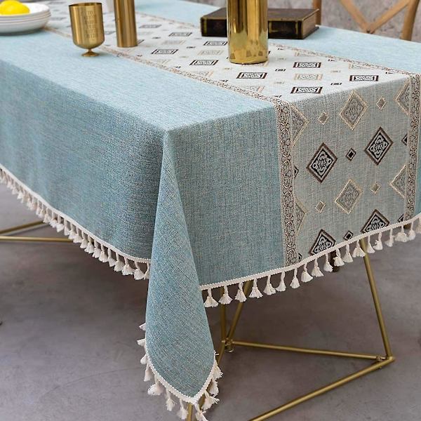 Duk, Broderad Bordduk Bomullslinne Skrynkelbeständig Färgfast Borddukar Maskintvättbar Dammskyddande Bordsskydd För Kök Matplats Fest, 55 X