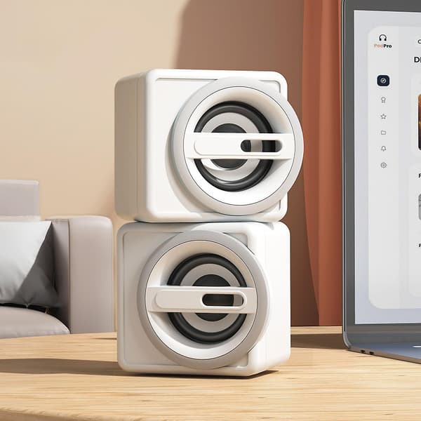 Høyttalere Bluetooth Trådløs Stasjonær Mini Lydboks Stasjonær Bærbar USB Subwoofer Gavehøyttaler Salg (Hvit)