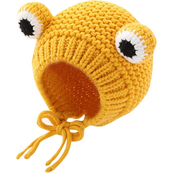 Stickad Beanie för Barn Söt Groda Cartoon Vintervärmare Hatt Med Stora Ögon För Barn Pojkar Flickor
