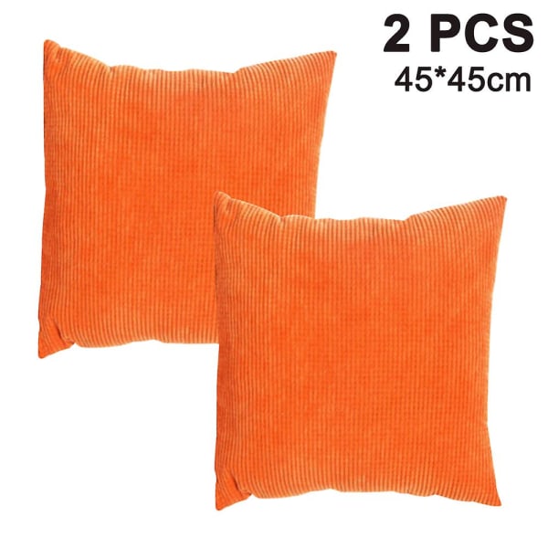 2-pack manchester, mjuk dekorativ fyrkantig cover Kuddfodral (orange, 45x45 cm)