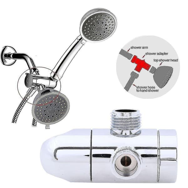 Abs Chrome 3-vejs omskifter slangefitting T-formet adapterstik til vinkelventil slange badebruserarm toilet (A)