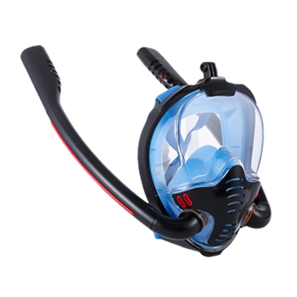 Snorkelmask dubbelrör silikon hel torr dykmask för vuxna simmask dykglasögon fristående dykning