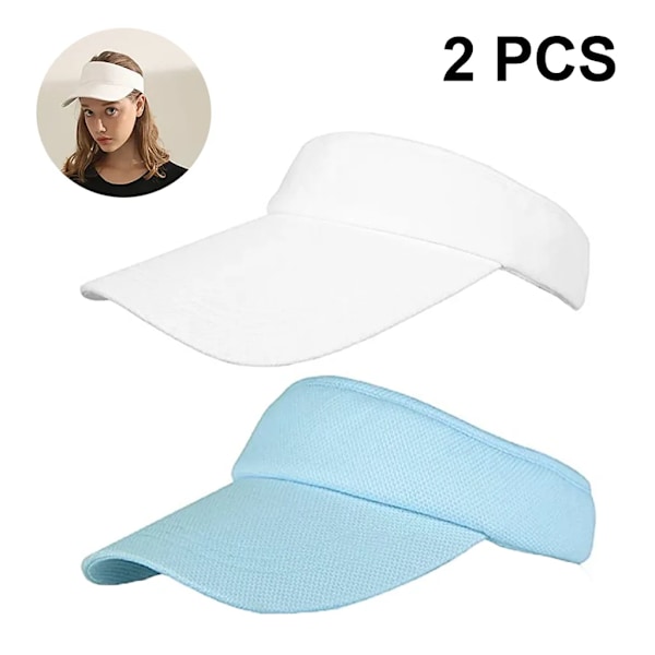 2-pack justerbara solskydd kepsar för kvinnor, andningsbara och svettabsorberande, för golf, baseboll, tennis