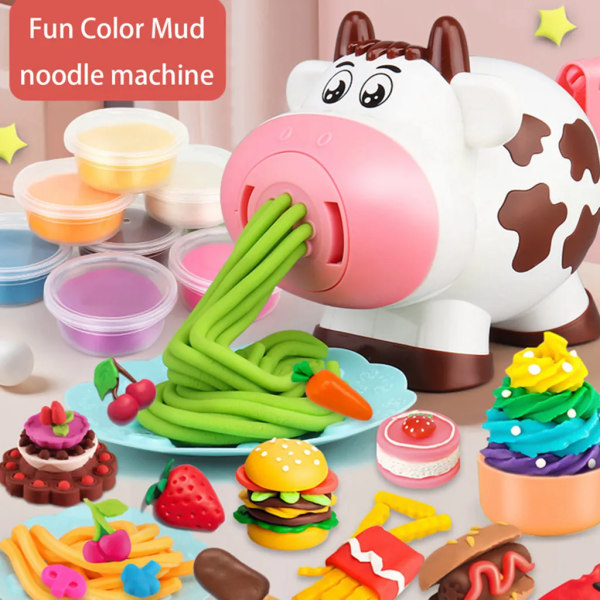 Cow 8 Colors Playdough Pasta Maker Playdough, Kids DIY Colored Clay Toy Modeling Clay