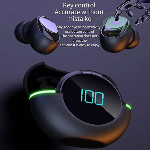Tws trådløse Bluetooth-øretelefoner Vandtætte sport In Ear-hovedtelefoner 9d Hifi støjreducerende trådløse øretelefoner håndfri opkald køreheadset med L
