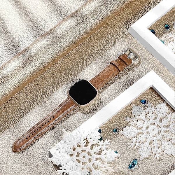 Kompatibel med Fitbit Sense/Fitbit Versa 3 Armband för Kvinnor Män, Toppskiktsläderband Smalt & Tunnt Ersättningstillbehör Armband för Fitbit Versa 3