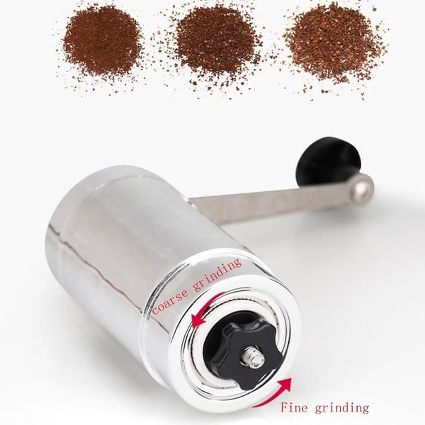 Rustfrit stål håndlavet kaffekværn i rustfrit stål til kaffebønner - køkkenredskab - sølv og sort