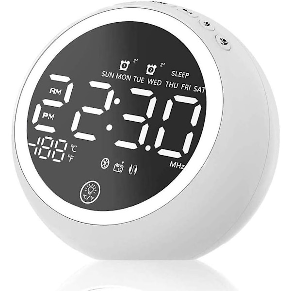 2024, väckarklockradio med dubbla alarm, FM digital sängklocka med snooze-funktion, LED-display 4 Bri