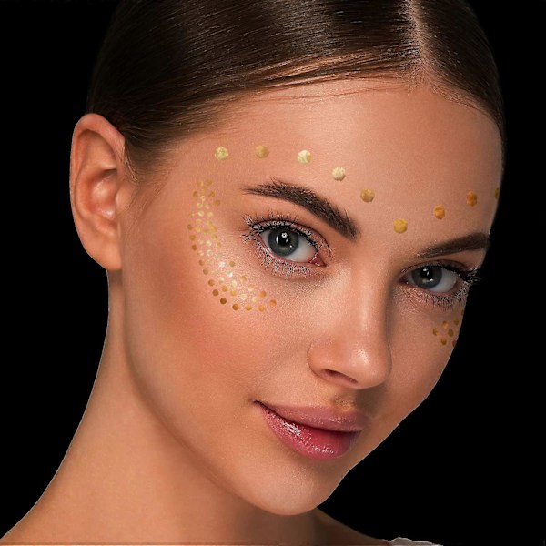 Ansikts Tattoo-dekal Metallic Glansig Tillfällig Vattenöverföring Tattoo för Professionell Makeup Dansare Kostymfester, Shower Silver Glitter