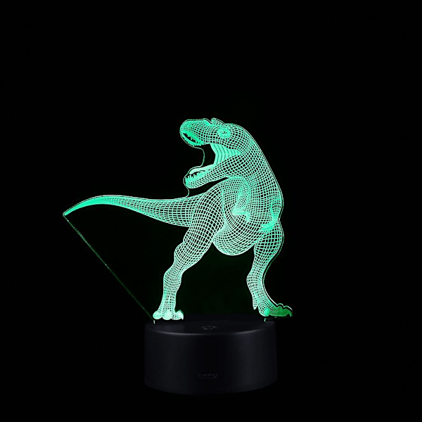 Dinosaur LED 3D-belyst lampe optisk skrivebordsnattelys med 7 farveskift (hvid)