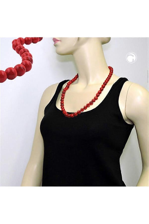 Halsband Mörkröda Marmorerade Pärlor 12mm 70cm - Gl00338-70