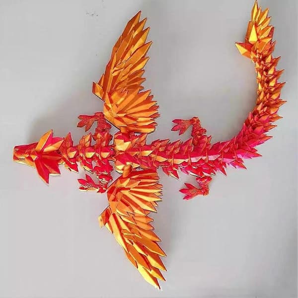 3D-printet flyvende drage - artikulerte vinger, 22 cm, utstilling Red