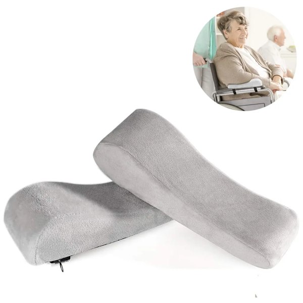 Armstödsskydd i Memory Foam för Stolar, Skrivbordsstolsdynor för Kontor och Gaming, Tryckavlastande Kudde (Grå)