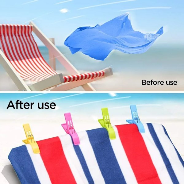 Stora Klädnypor för Handdukar, Strandhandduksklämmor, Vindtäta Klämmor för Tvätt och Strandhanddukar, 8-pack
