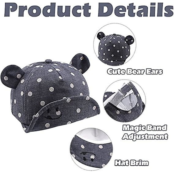 Dww-Marin-Polka Bomull Bb Cap 12 24 Månader för Flicka Pojke Barn Solhatt Justerbar Kepsvår t Höst