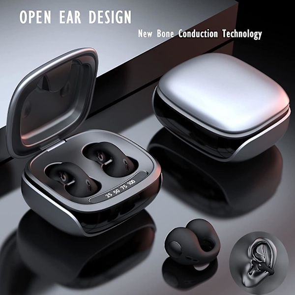 Trådlös öronklämma B Conduct Phs Et, Clip On Open Ear Earbuds B Conduct Earbuds för cykling löpning（Beige）