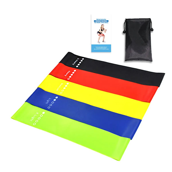 Fitnessband set med 5 fitnessband träningsband gymnastikband träningsband Pilates Yoga