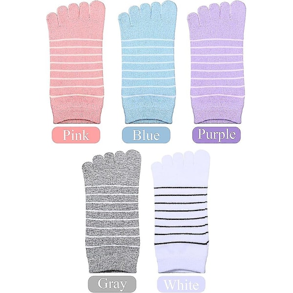 5 par randiga tåstrumpor femfingersockar lågt skurna färgglada strumpor för kvinnor flickor