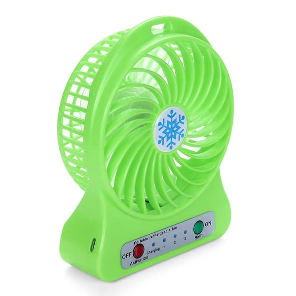 Mini-ventilator Genopladelig LED-lys Ventilator Køler Mini Skrivebord USB 18650 Batteri Ventilator（GN）