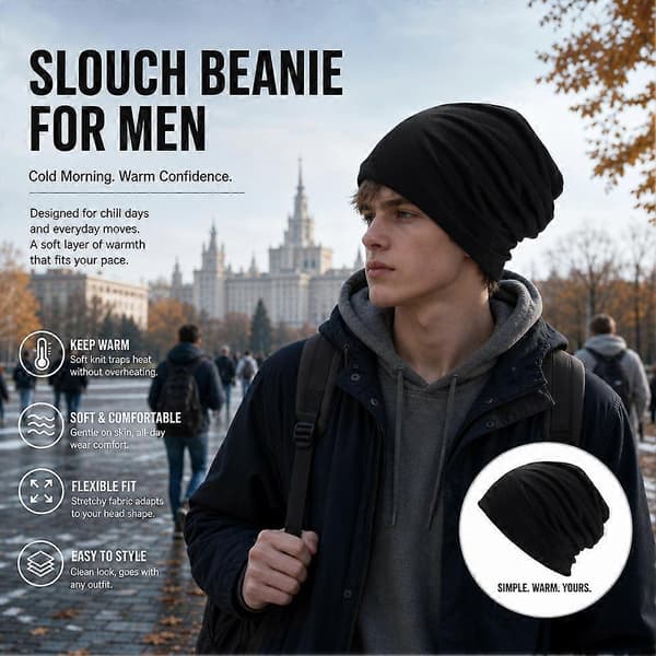 Slouchy mössa - Värmeisolerande, flexibel passform, för utomhusbruk Gray