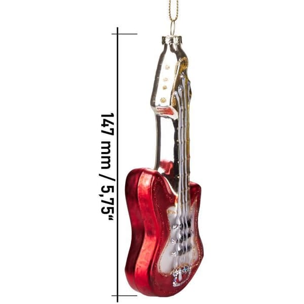 BRUBAKER Gitarr - Handmålad julkula i glas - Roliga dekorativa figurer - 15 cm vit XXS