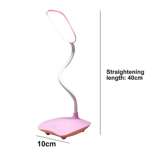 Led-ladelampe for studenter, kontor og skrivebord, USB-lampe som kan lades (rosa)