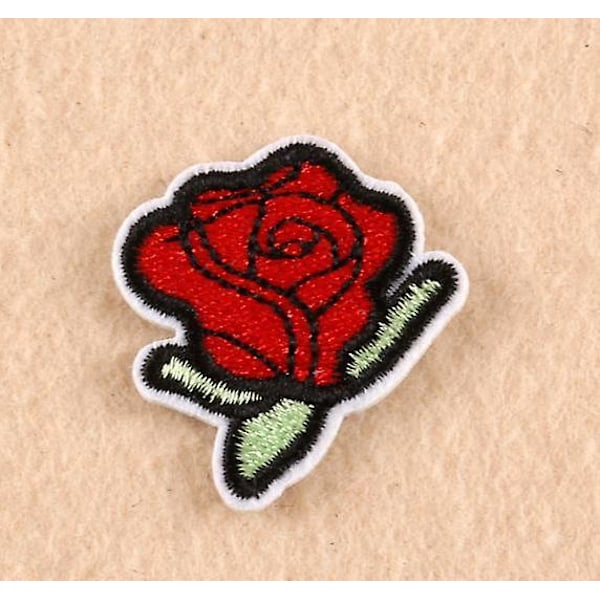 Dww-broderi stryge-på patch, 11 stk. rose blomster stryge-på applikation patches til håndværk, syning, tøj