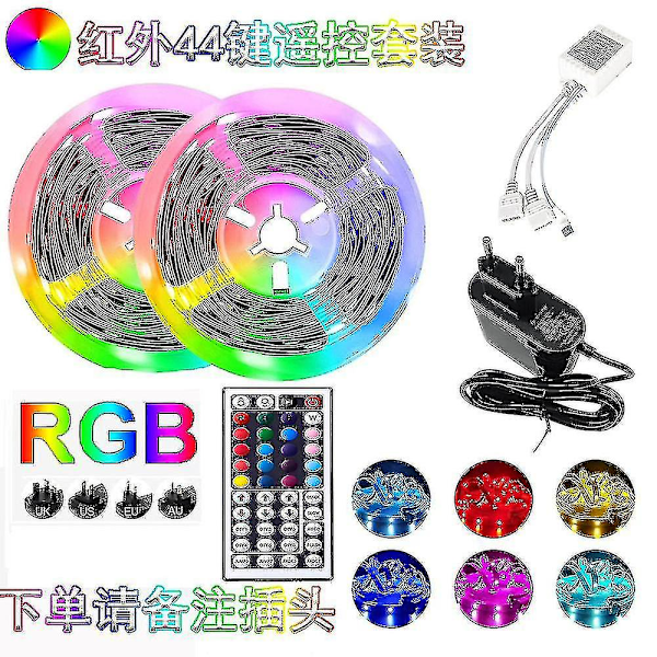 20m LED-lys Bluetooth RGB-lys LED-båndlys med 44-tasters fjernkontroll Musikk Synkronisering Fargeskiftende LED-stemningsstripe Fule53-2835 44key Ir Plugg-15m Full S