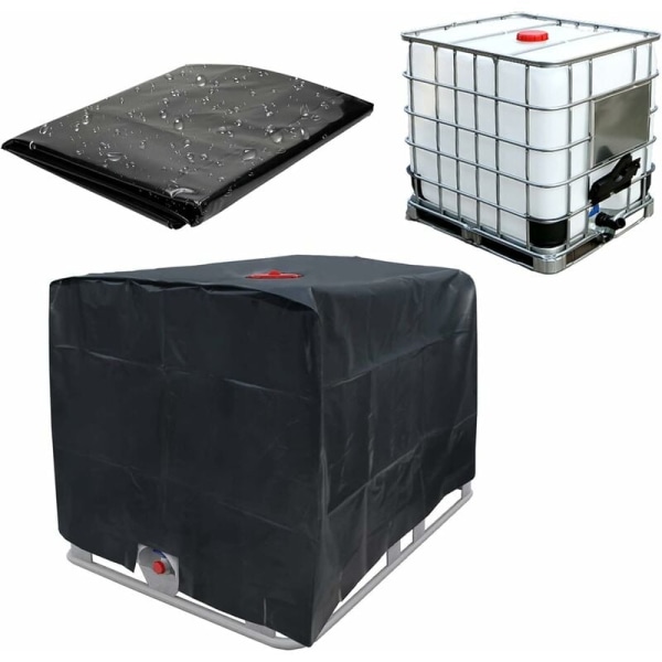 IBC beskyttelsesdeksel for 1000 l vanntank, beskyttelsesdeksel for IBC tank, regnvannstank (svart), 120×100×116, (tankdeksel)