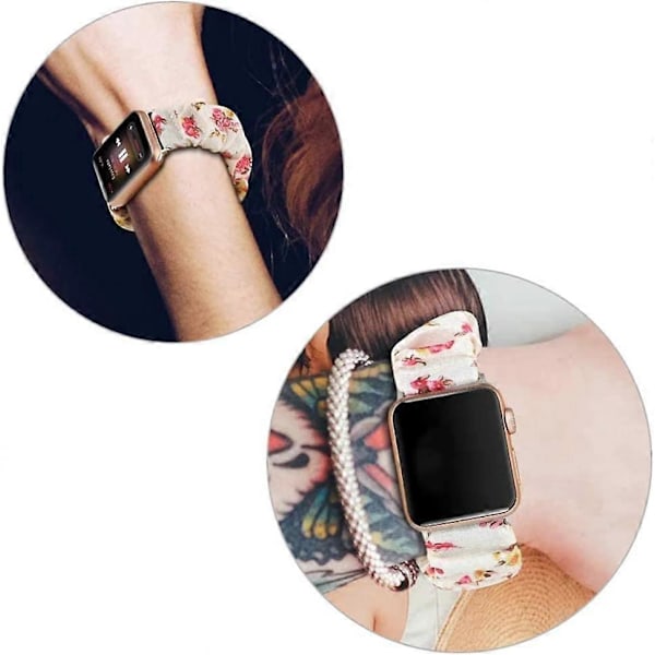 Kompatibel Apple Watch Series 7 41mm Scrunchie-band, Mjukt Tryckt Elastiskt Scrunchie-band för Apple Watch Series 7/SE/6/5/4/3/2/1 38mm 40mm 41mm