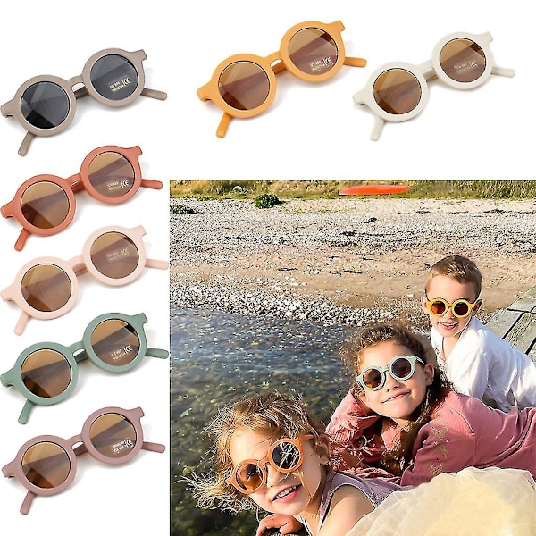 Sommer Polariseret Uv Beskyttelse Børne Solbriller Retro Runde Børne Polariseret Solbriller Uv 400 Beskyttelse Børne Solbriller（Gul）