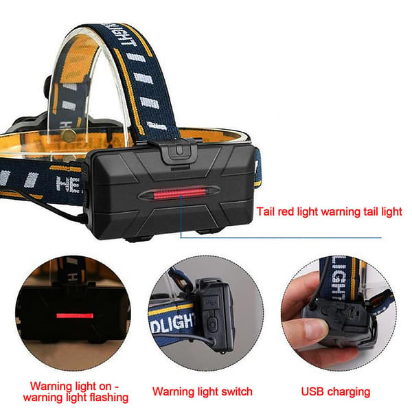 Skywolfeye USB-ladattava 8 LED -otsalamppu