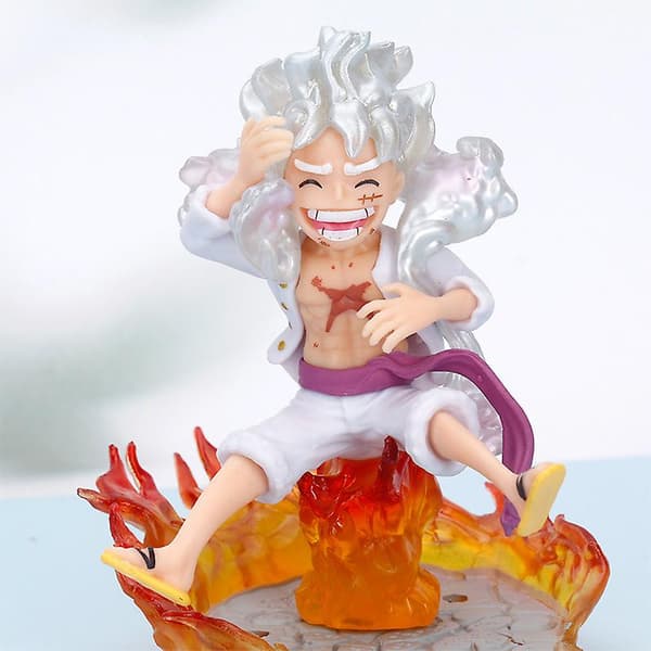 One Piece Figur Nika Luffy Gear 5 Q Version Action Figur Statue Anime Figurine（Rød）