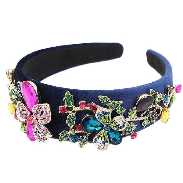 Mote Rhinestone Blomsterhårbånd, bred hårbøyle for kvinner, hårtilbehør Hårbånd Hodeplagg