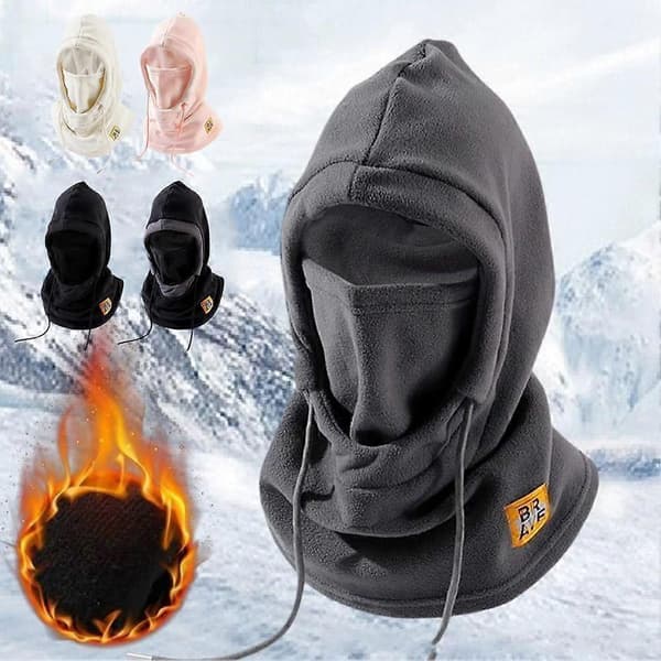 Fleecehatt och mask 2-i-1 för män och kvinnor, vinter, vindtät och varm Gray