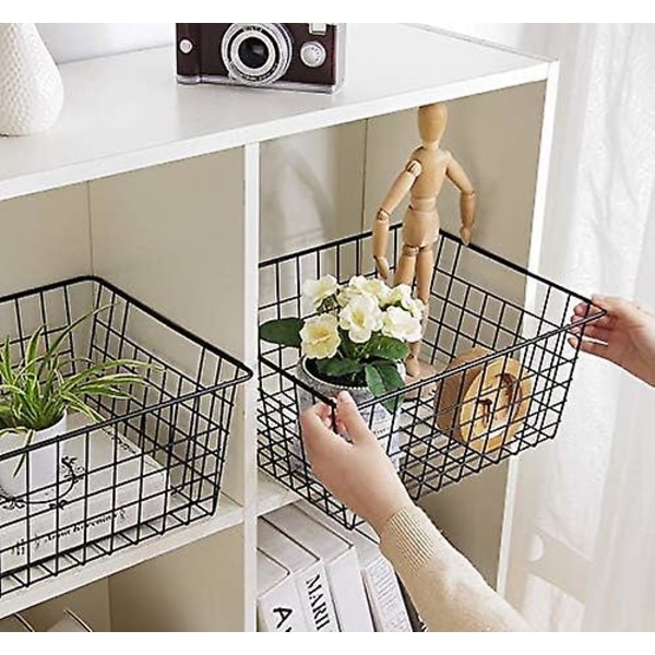 2 Pack Perfrom Iron Storage Basket Organizer, små trådkorgar, metallkorg, metall hängande förvaringsbehållare för hemmakontor kök badrum.