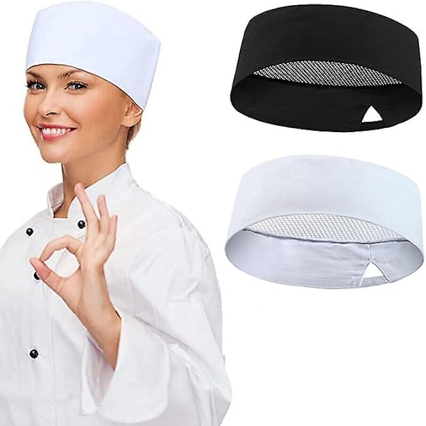 2pices Chef Hat, Unisex Chef Hats, Adjustable Breathable Kitchen Chef Hat, Gastronomy Hat, Food Service Cha