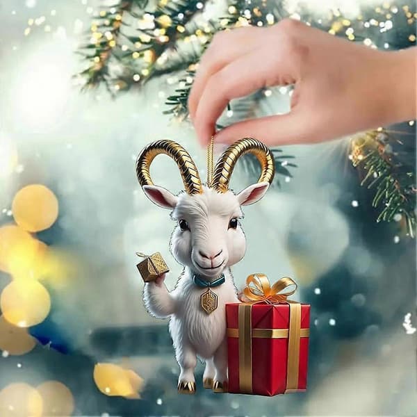 Julgransprydnad i trä – tecknat lamm som hängande dekoration